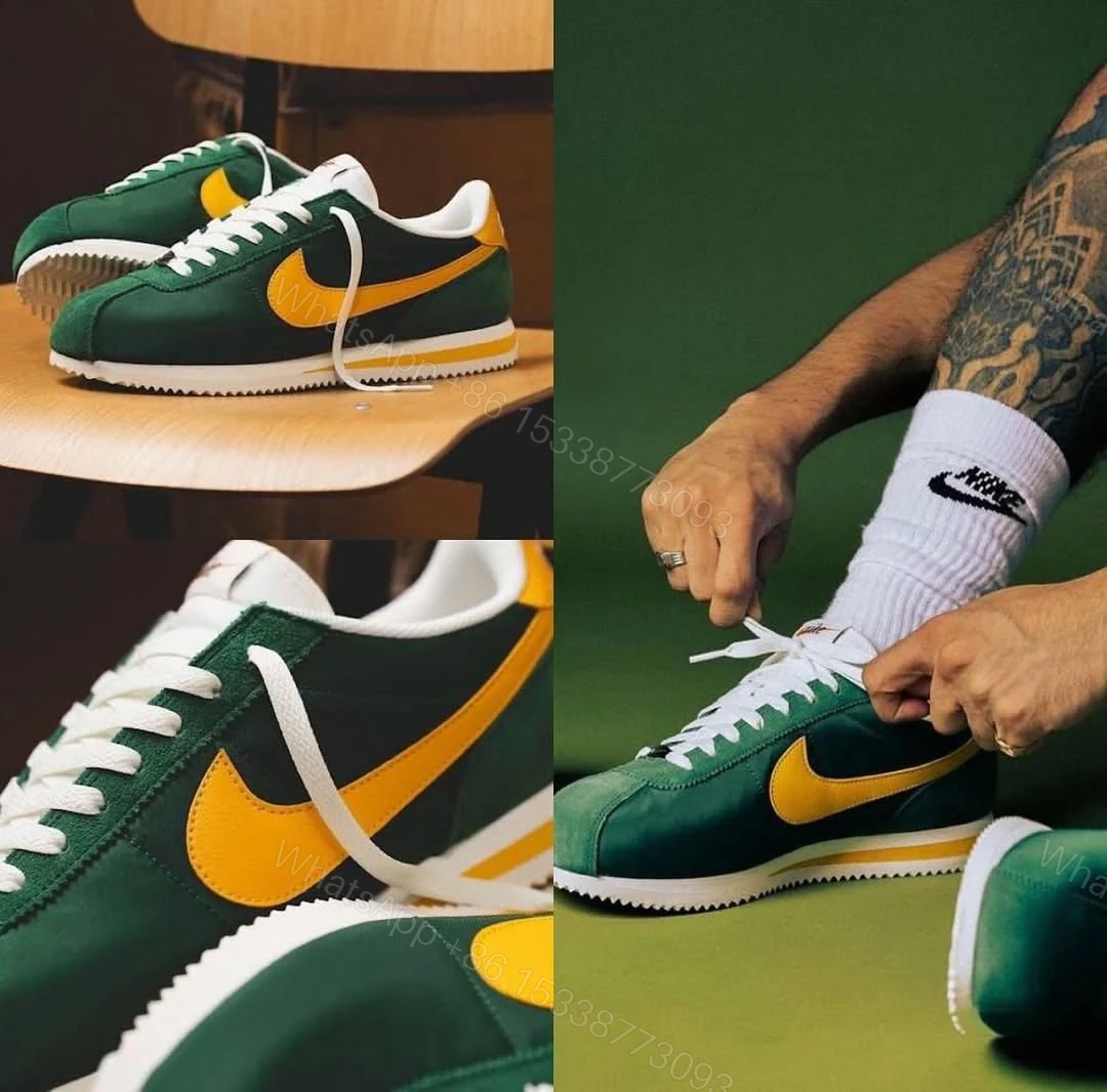View 4 of FIRST COPY NIKE CORTEZ NYLON GREEN YELLOW FOR MEN