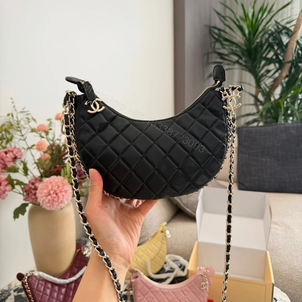 View 2 of Chanel Hobo Bag Shiny Gold Metal Black 20Cm