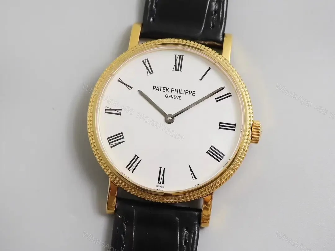 View 2 of Patek Philippe Calatrava 5120G White Dial Gold Case with Black Leather Strap Roman Numerals and Ultra Thin Design
