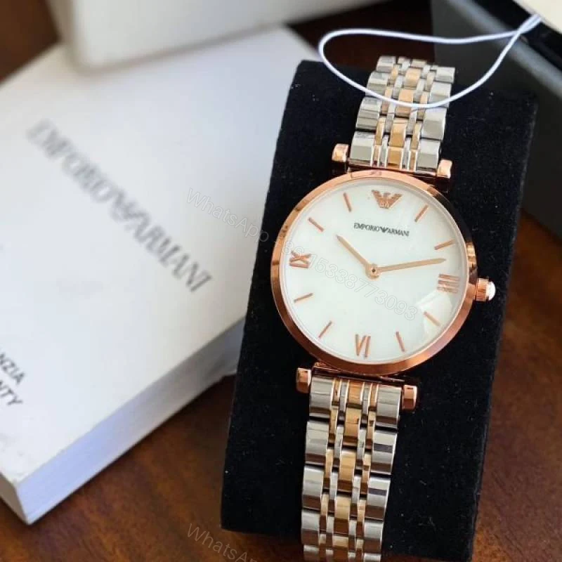 View 2 of First Copy Emporio Armani Rose Gold White Dial Roman Marker Women’s Analog Watch