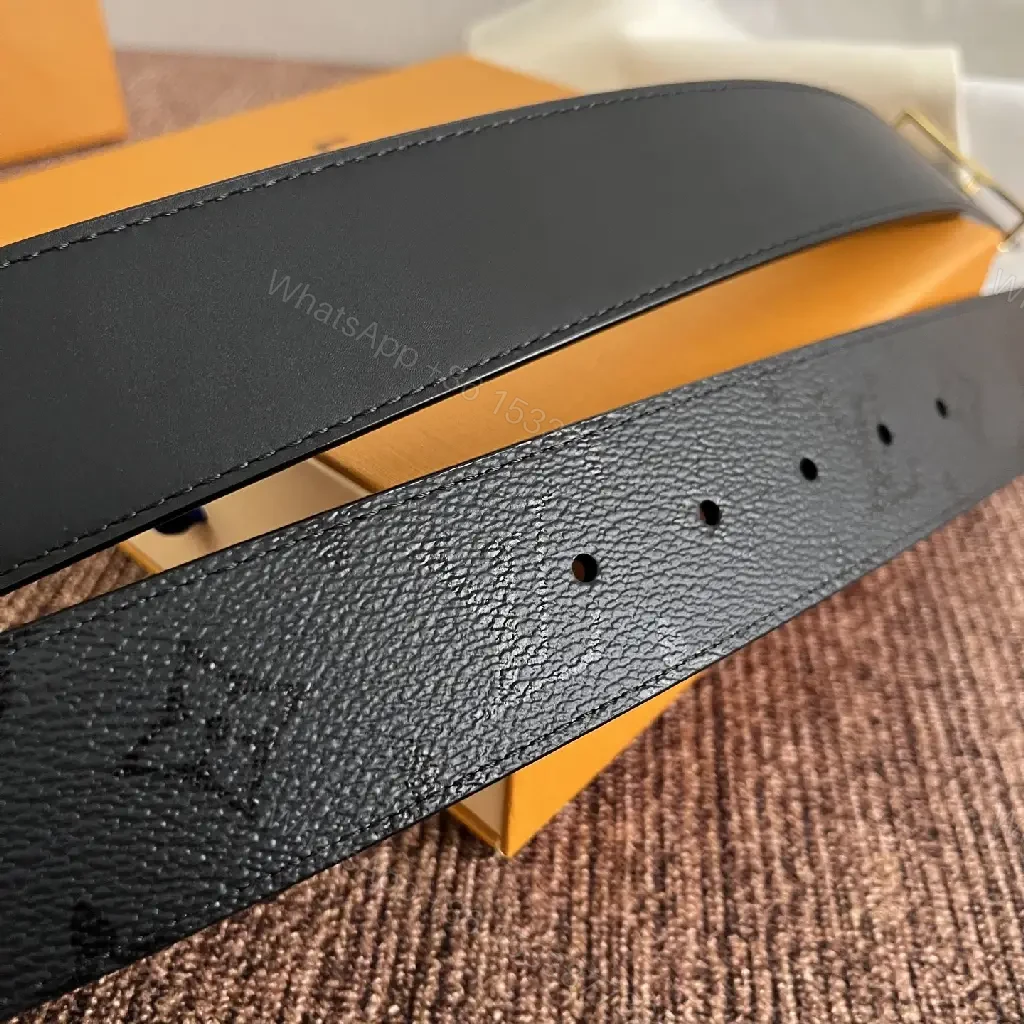 View 4 of Black Pebbled Leather Belt with Gold LV Buckle - Classic Luxury