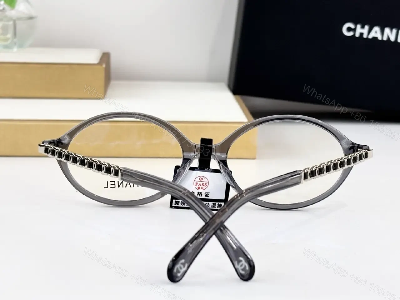 View 6 of Chic Gray Acetate Round Glasses - Discreet Luxury Eyewear