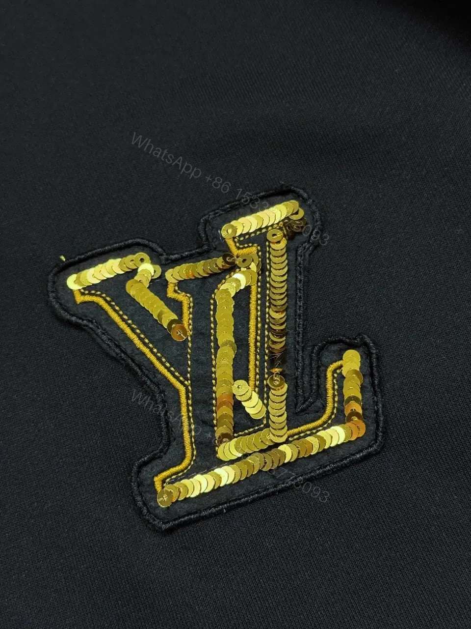 View 8 of Black Leather-Blend Zip Jacket with Luxury Emblem