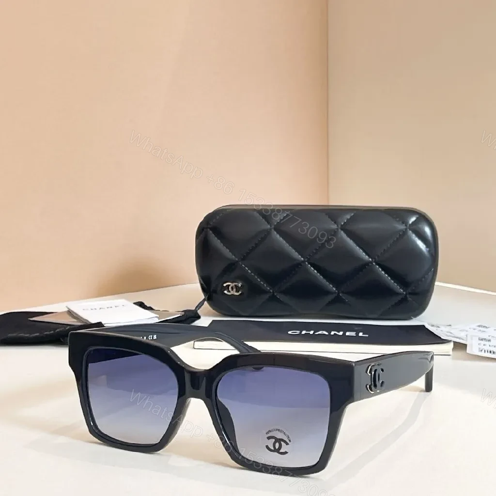 View 9 of Black Acetate Oversized Square Sunglasses + Quilted Case