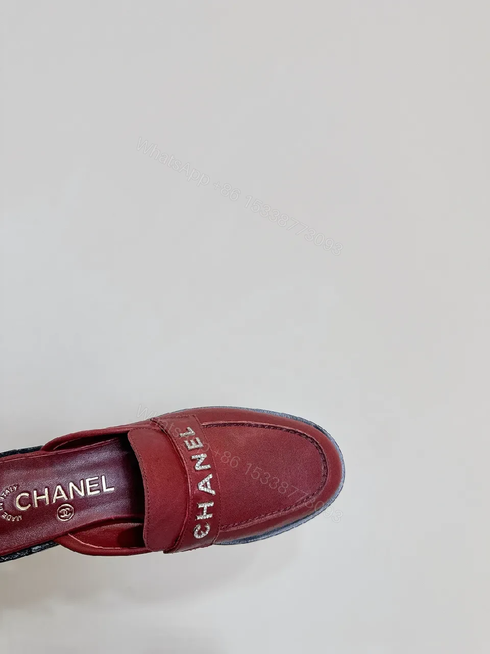 View 4 of Red Leather Slip-Ons with Designer Strap, Vintage Chic Style