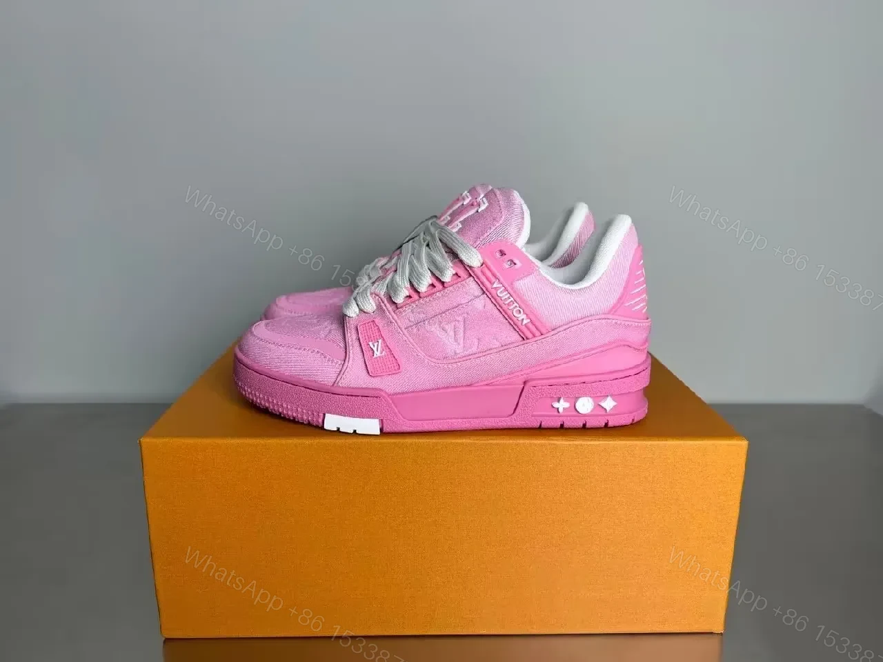 View 3 of Vivid Pink Textured Trainer: Luxury All-Day Comfort