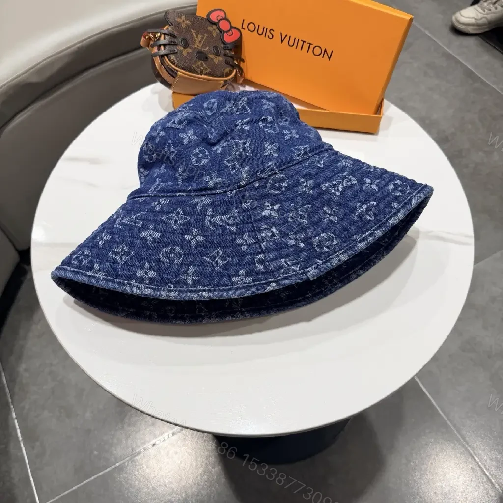 View 2 of Denim Monogram Bucket Hat – Luxury Everyday Style