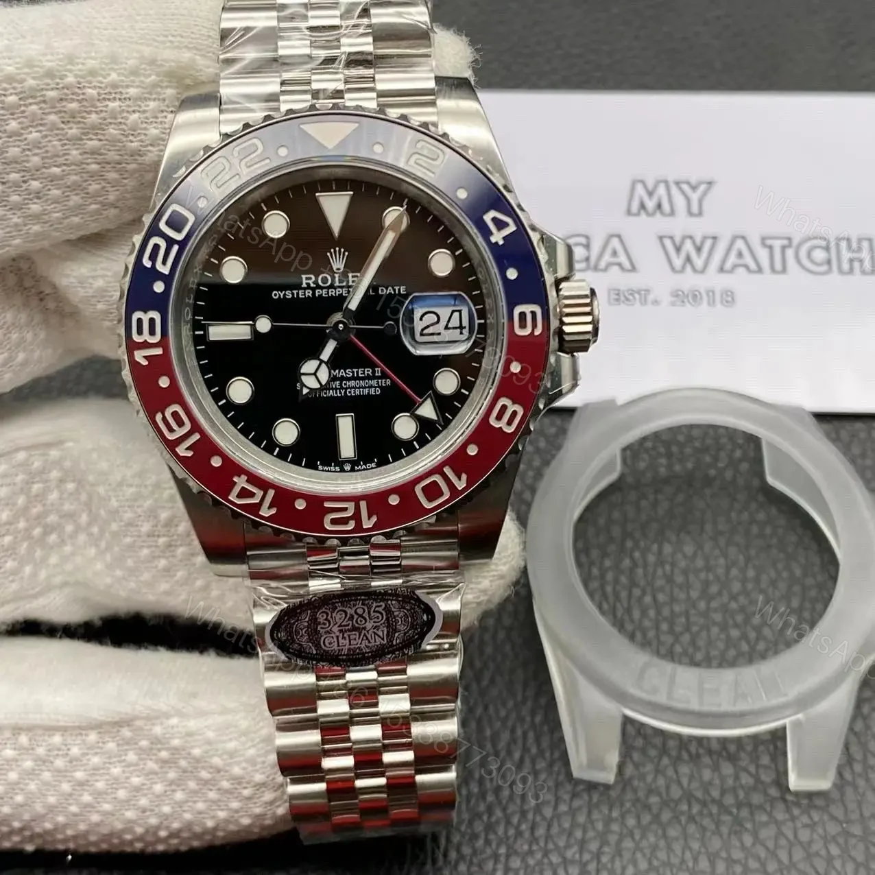 View 2 of Swiss Clone Replica Rolex GMT Master PEPSI Jubilee