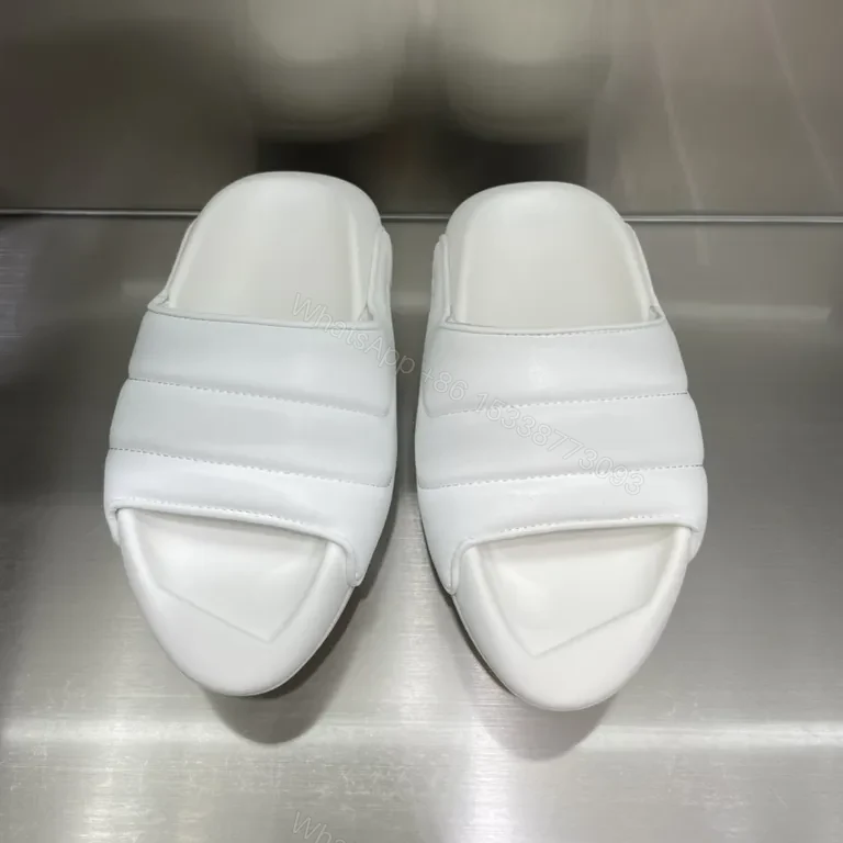 View 4 of White Balmain Leather Slides â€“ Contoured Comfort Slip-Ons