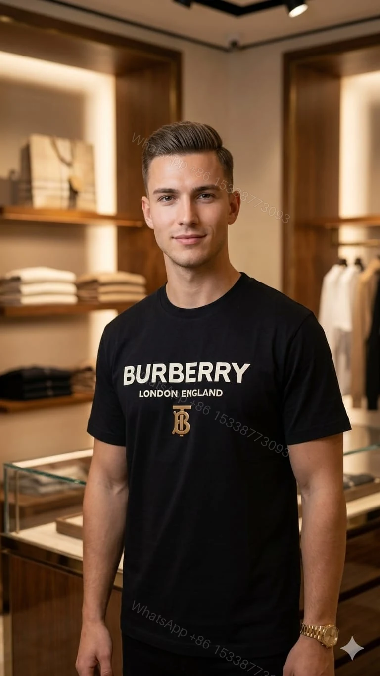View 3 of First Copy Burberry Premium Cotton Lycra Round Neck T-Shirt — 7A Quality Replica