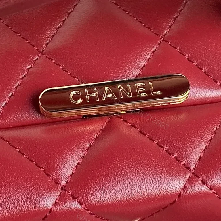 View 8 of Red Quilted Mini Satchel with Gold Chain - Chic Couture Bag