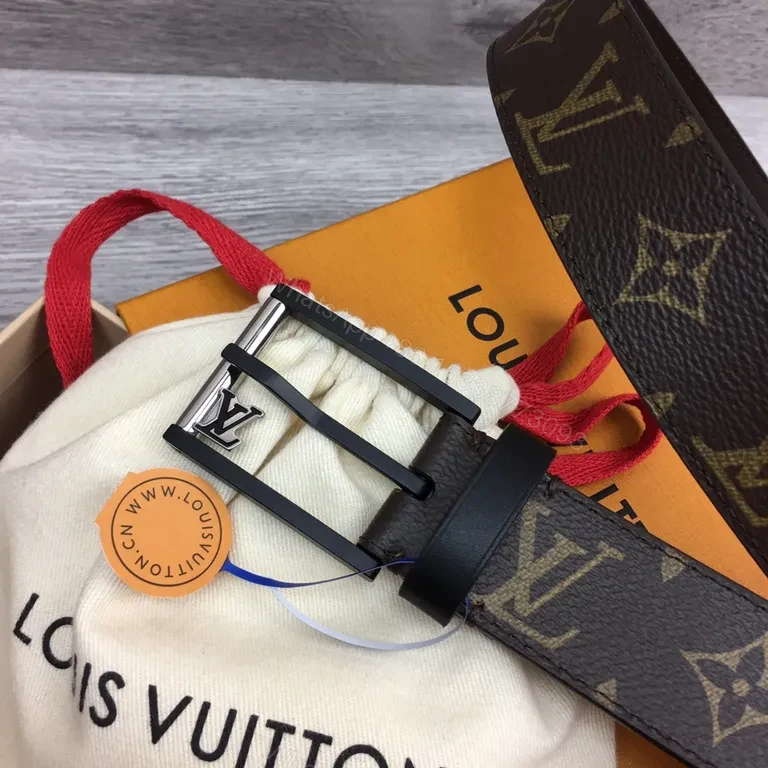 View 8 of Bold LV Monogram Belt: Italian Leather, Luxury Style, Durable Buckle