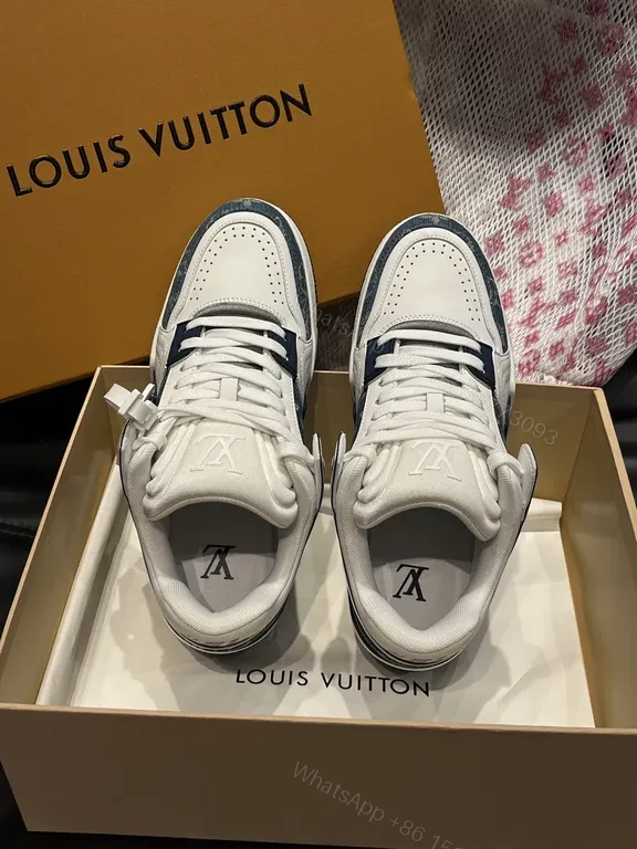 View 3 of Chic Leather Sneakers: Modern Texture, LV Detailing, Comfort