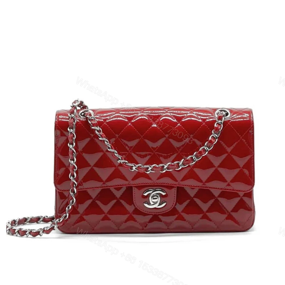 Chanel Medium Classic Double Flap Bag Patent Red 26Cm — view 1