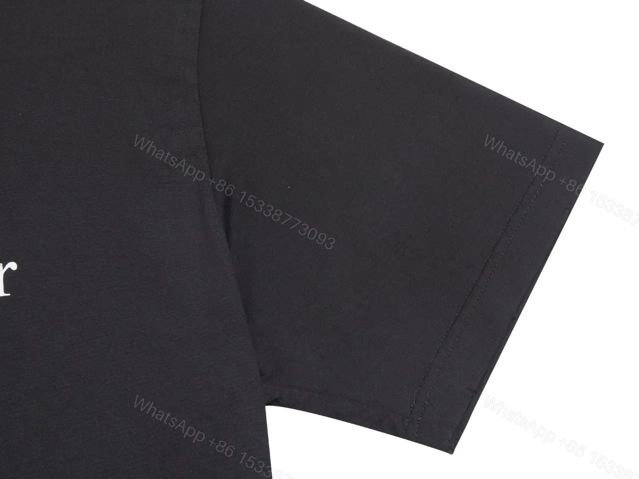 View 4 of Chic Black Cotton Tee with Subtle Metallic Logo, Luxury Everydaywear