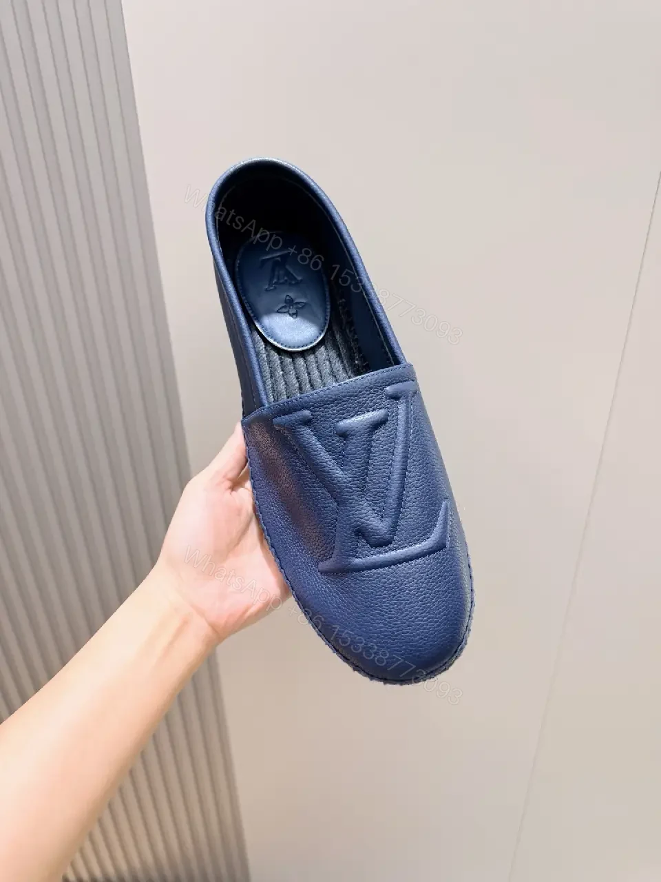 View 9 of Navy Leather Loafers: Monogram Detail, All-Day Comfort