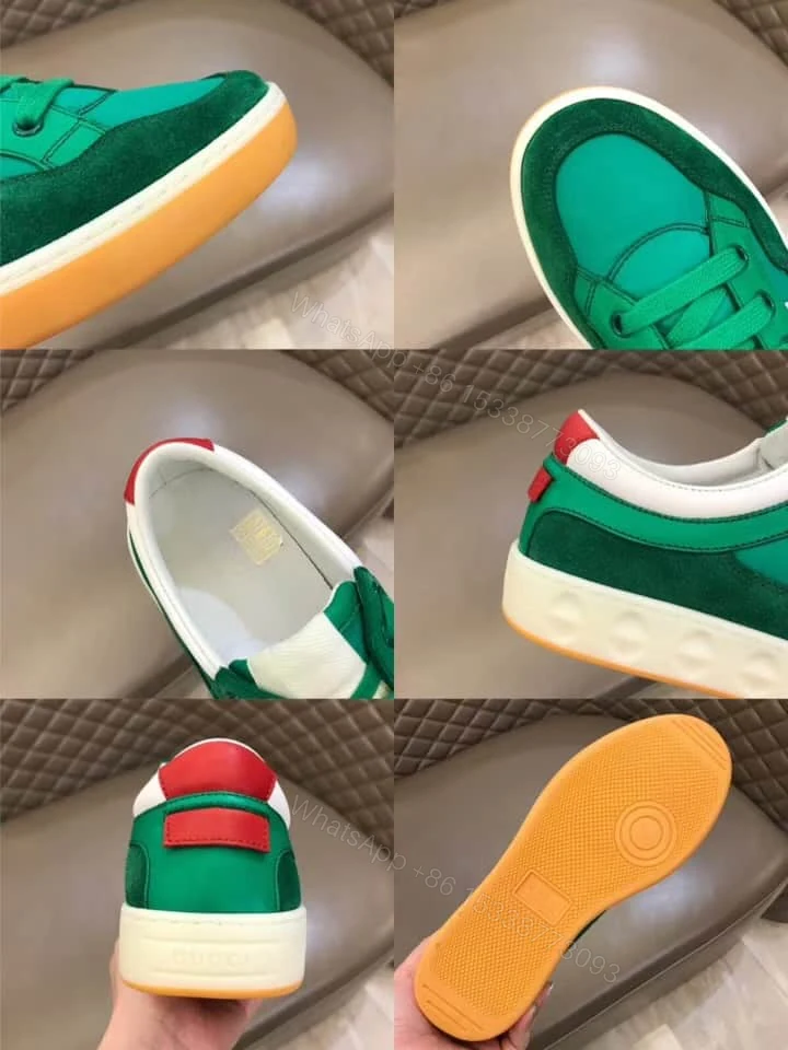 View 8 of GUCCI MEN’S GREEN LEATHER AND NYLON SNEAKERS – GC61