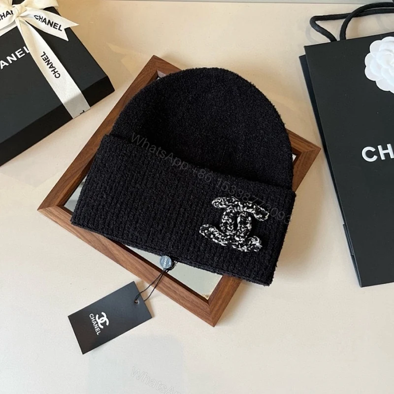 View 3 of Chanel Knit Beanie In Black