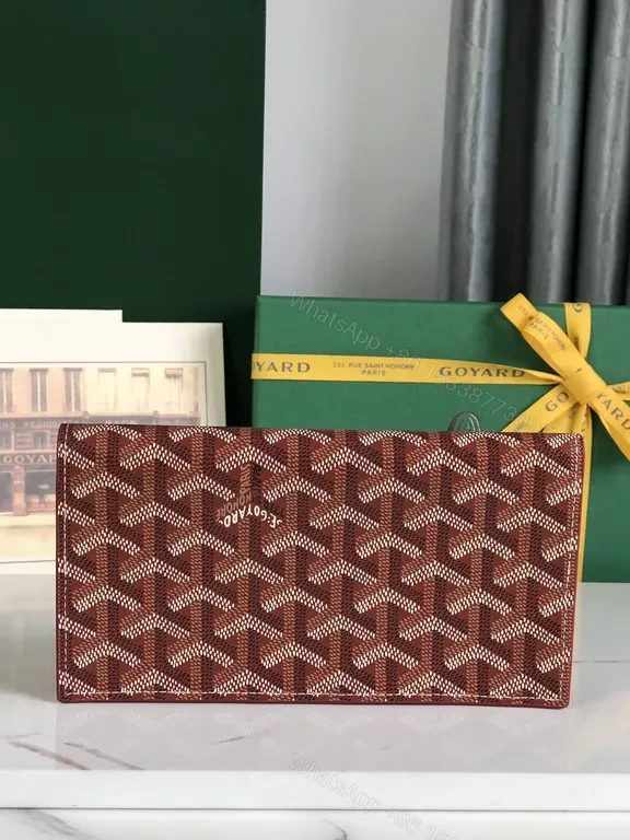 View 5 of Burgundy Goyard-Style Wallet: Luxe Compact Organizer