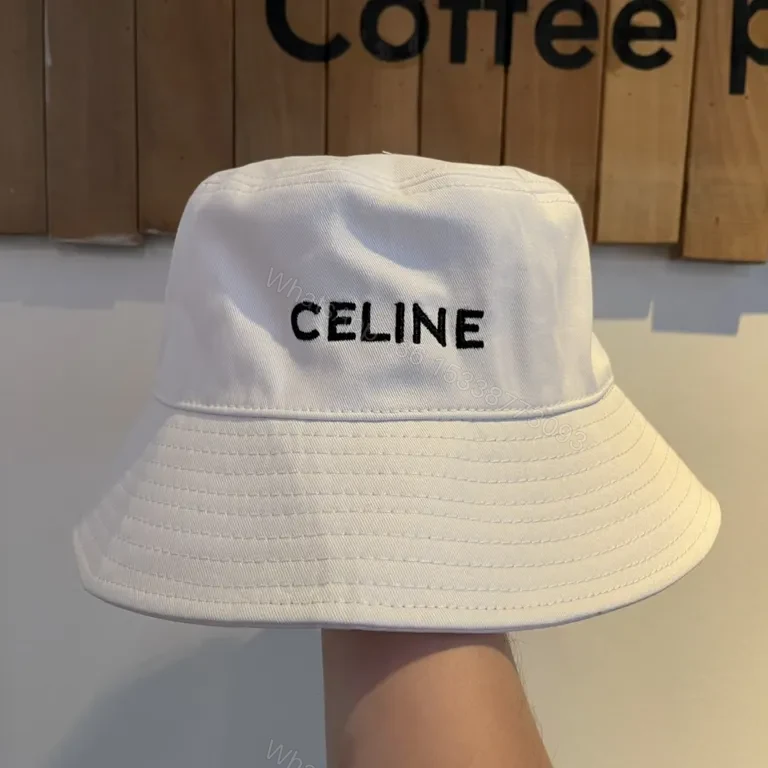 View 6 of Beige Canvas Bucket Hat - Subtle Celine Logo, Luxe Style