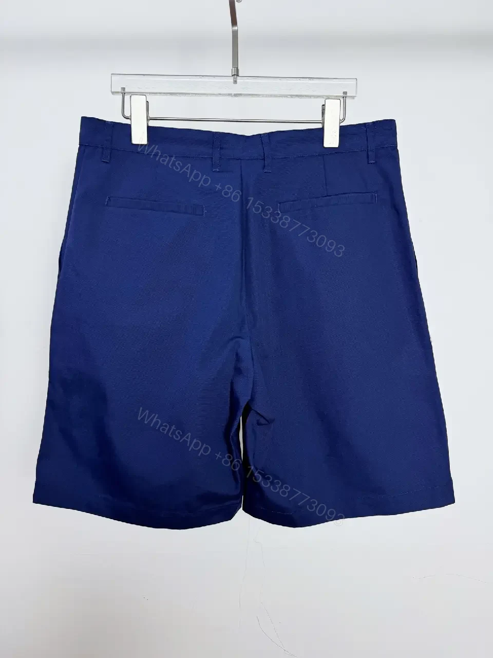 View 10 of Navy Linen Belted Bermuda Shorts Louis Vuitton Logo