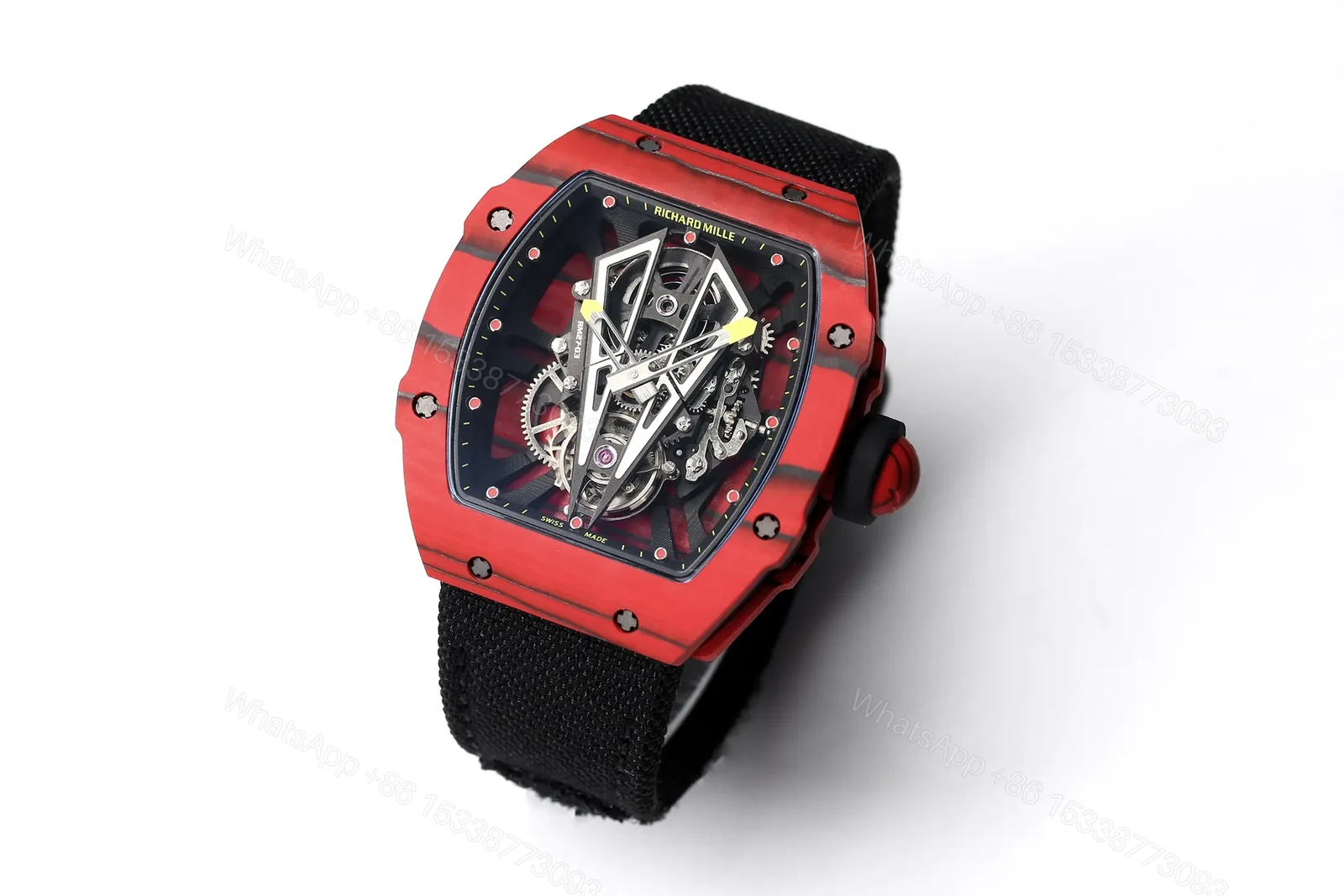 View 3 of KV Factory Richard Mille RM27-03 Ultra-Light Tourbillon Watch – Red Carbon Fiber Case, Black Strap, Spanish Matador Design