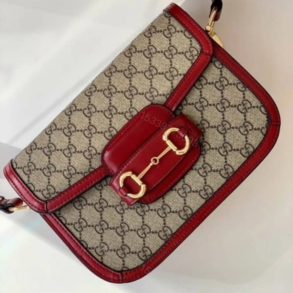 View 5 of Gucci Horsebit 1955 Soft Small Shoulder Bag Beige Red 25cm