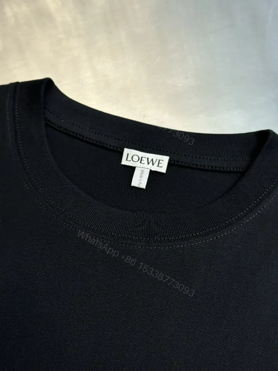 View 10 of Black Cotton T-Shirt Minimalist Logo Pocket Crew Neck Tee
