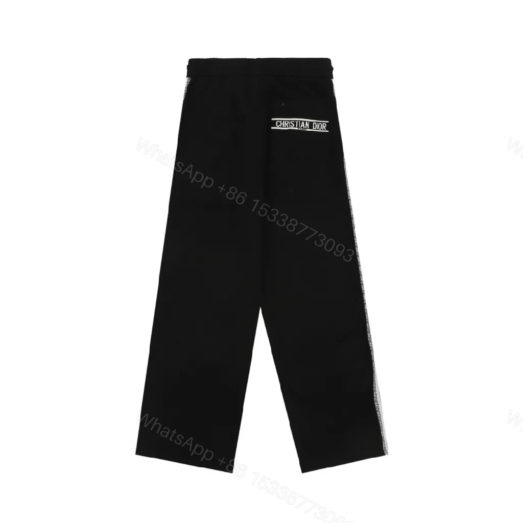 View 6 of Black Wide-Leg Track Pants with Dior Stripe Detailing
