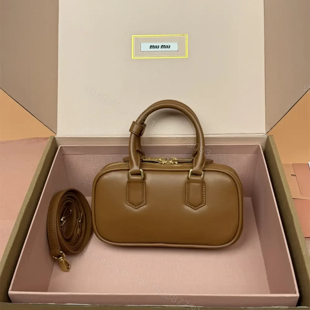 View 2 of 高仿miumiu*Arcadie系列5BP088小牛皮手袋干邑色Mini免檢版