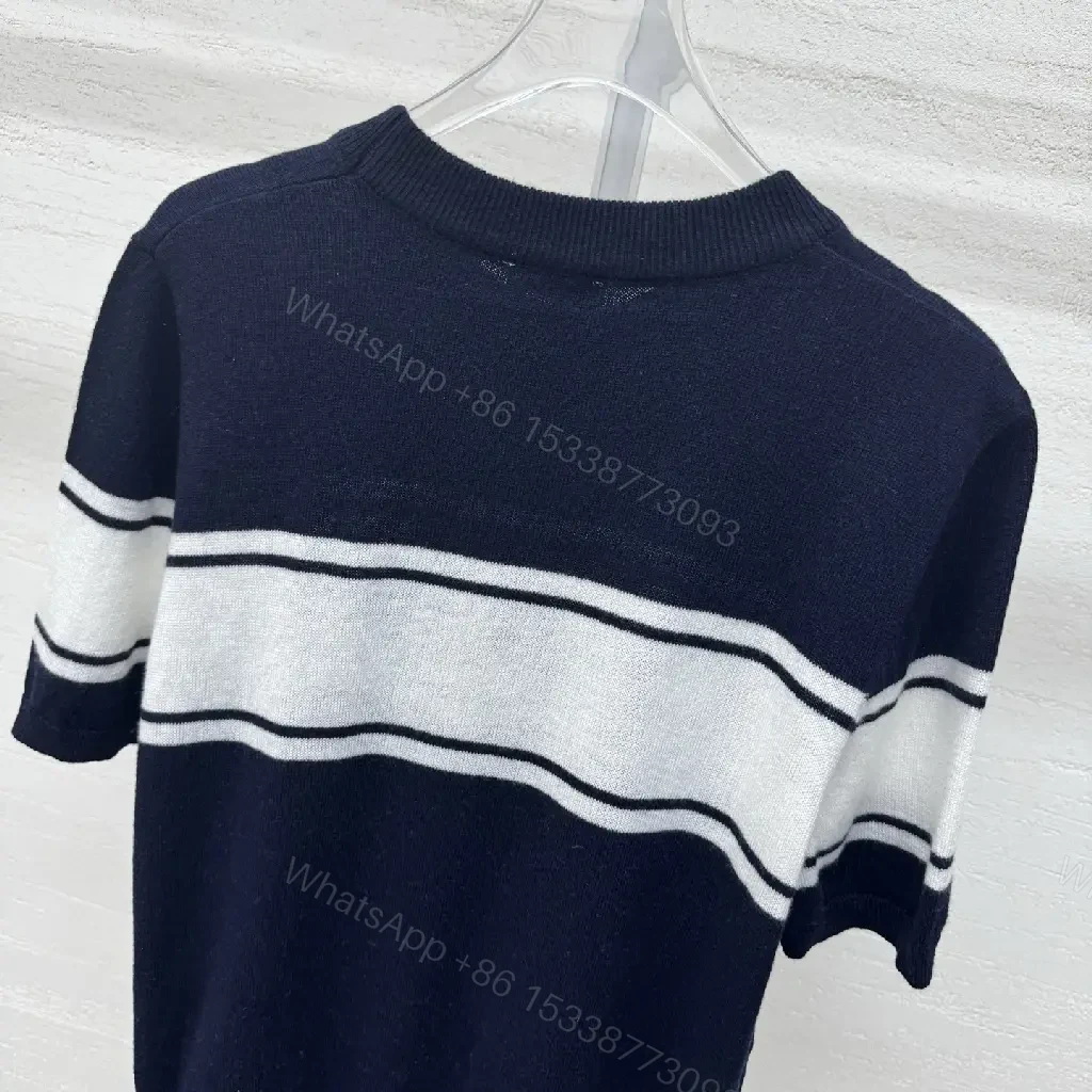 View 9 of Navy Knit Crest Band Sweater - Modern, Premium Casual