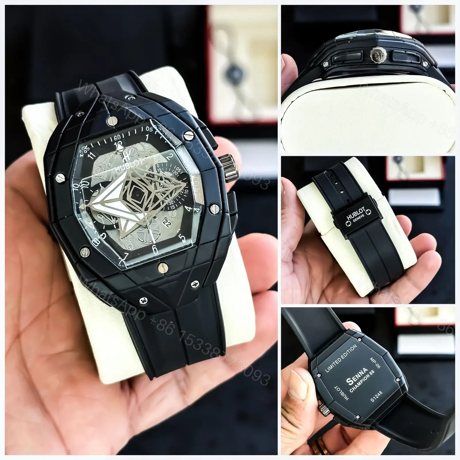 View 2 of Brand-Hublot Model-Senna Champion Quality-7a Gender-Men’s Band-Black