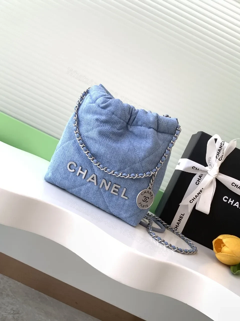 Denim Chic Chain-Detail Bag: Modern Texture, Classic Flair — view 1