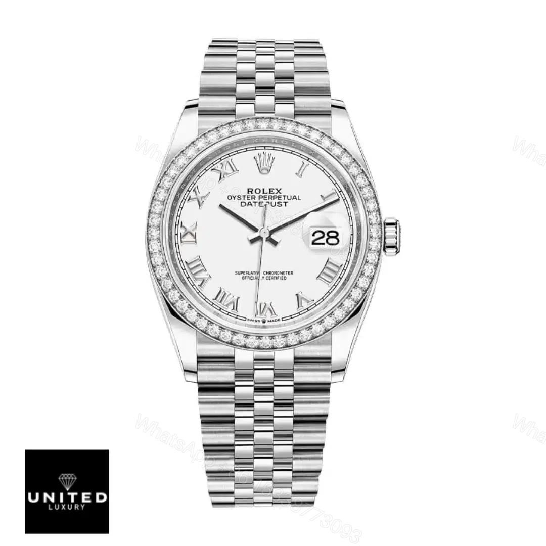 View 6 of Rolex Datejust 36 126284RBR-0018 White Roman Dial Jubilee Replica