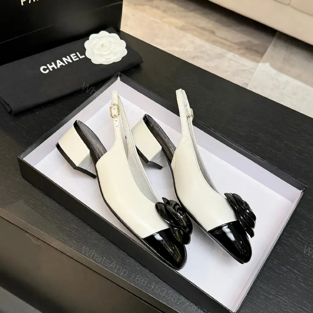 View 7 of Cream-Leather Two-Tone Rose Slingback Pumps, Luxe Style