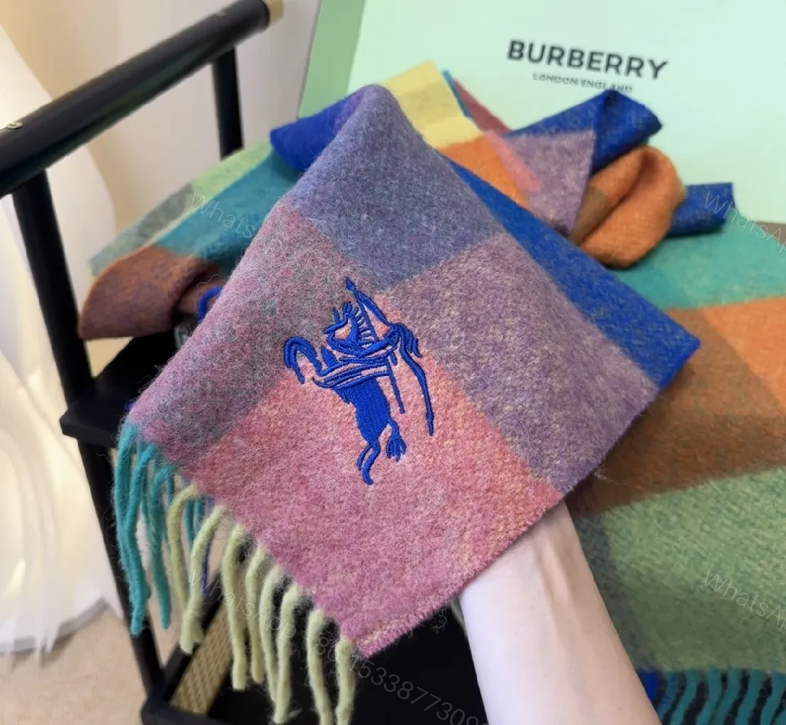 View 4 of Color-Block Luxury Scarf with Fringe Rich Knit