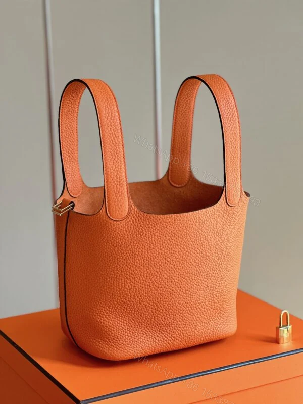 View 9 of Hermes Picotin 18 Orange Togo Leather Gold Hardware