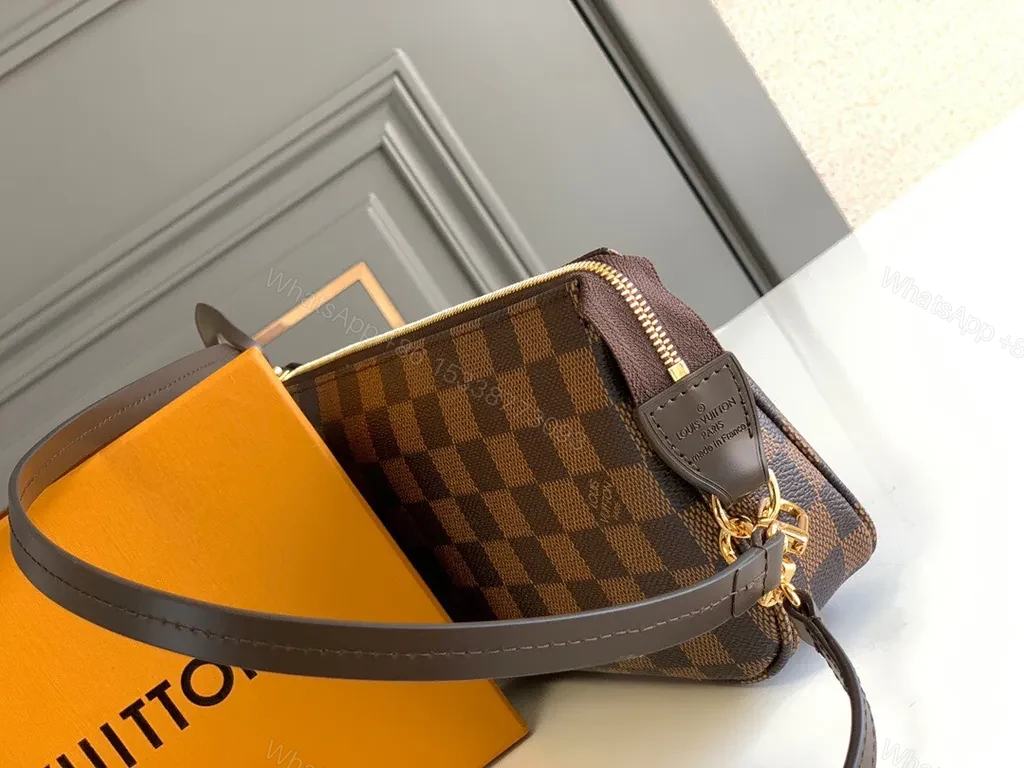 View 8 of Damier Ebony Chic: Compact LV-Style Shoulder Bag, Crossbody