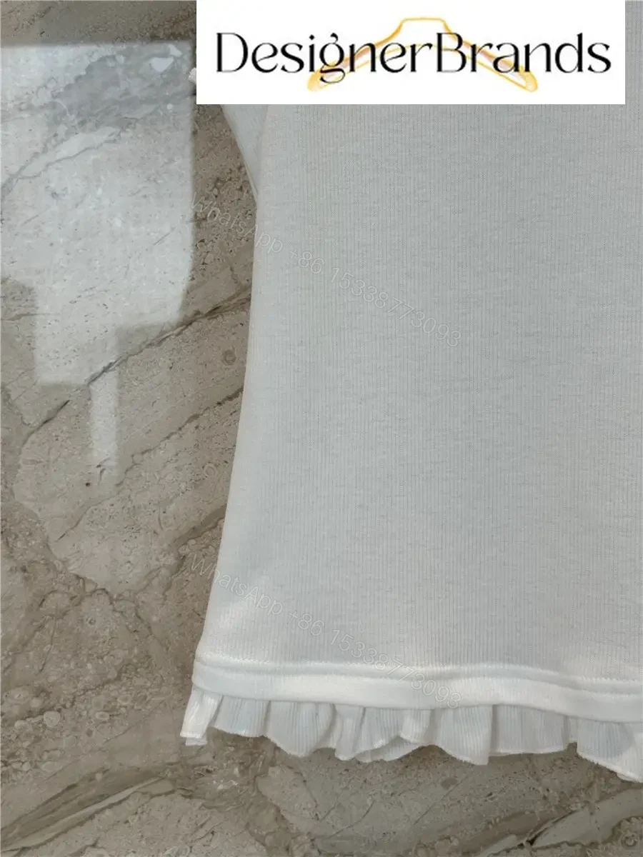 View 6 of LOEWE Paula Ibiza White Cotton-Blend Ruffled Vest
