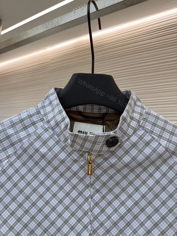 View 3 of MIUMIU缪缪蓝灰维希格哈灵顿夹克外套_高仿a货厂家-奢品库