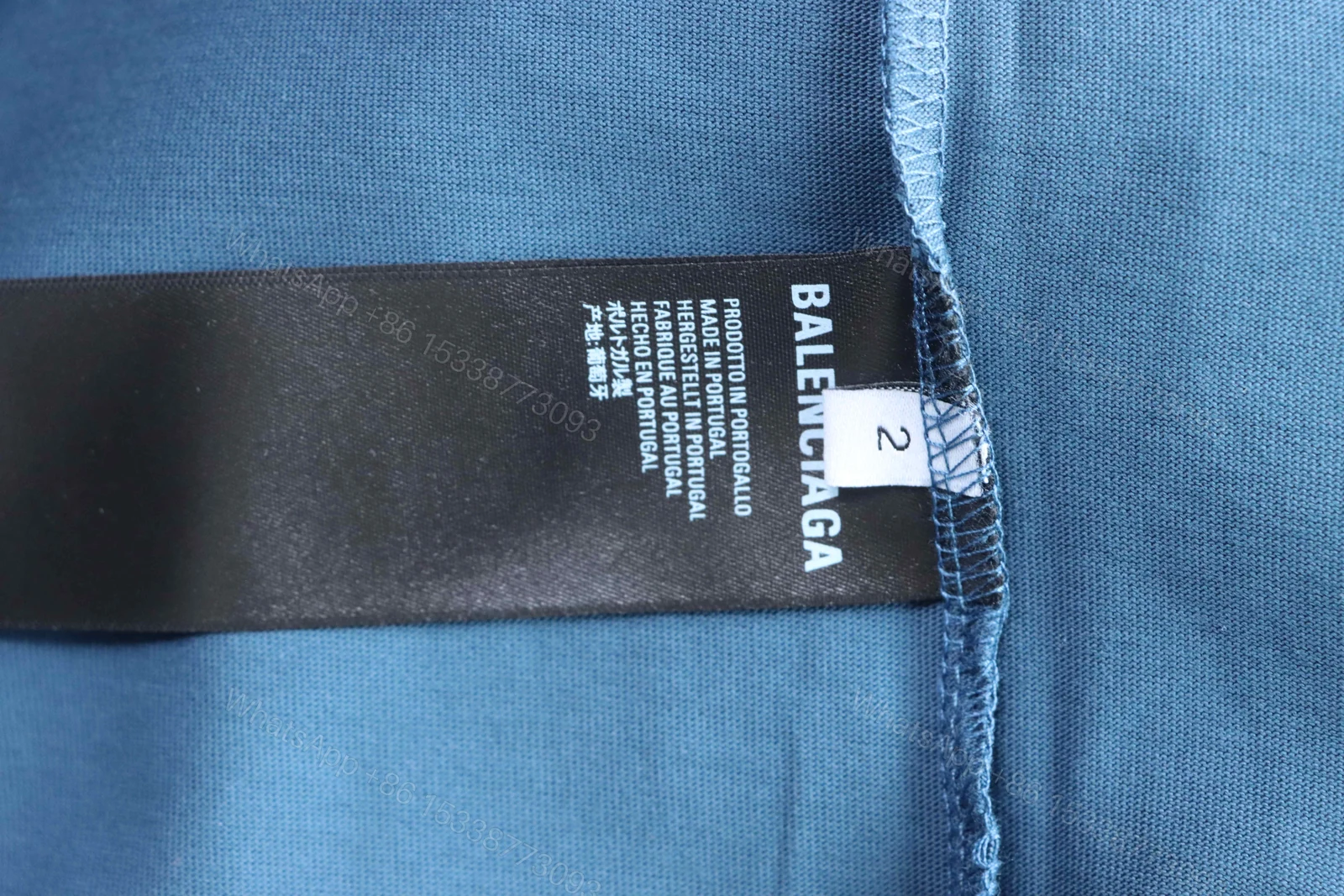 View 6 of Balenciaga Clothes 25SS Grain Wheat Embroidered Short Sleeve T-shirt blue