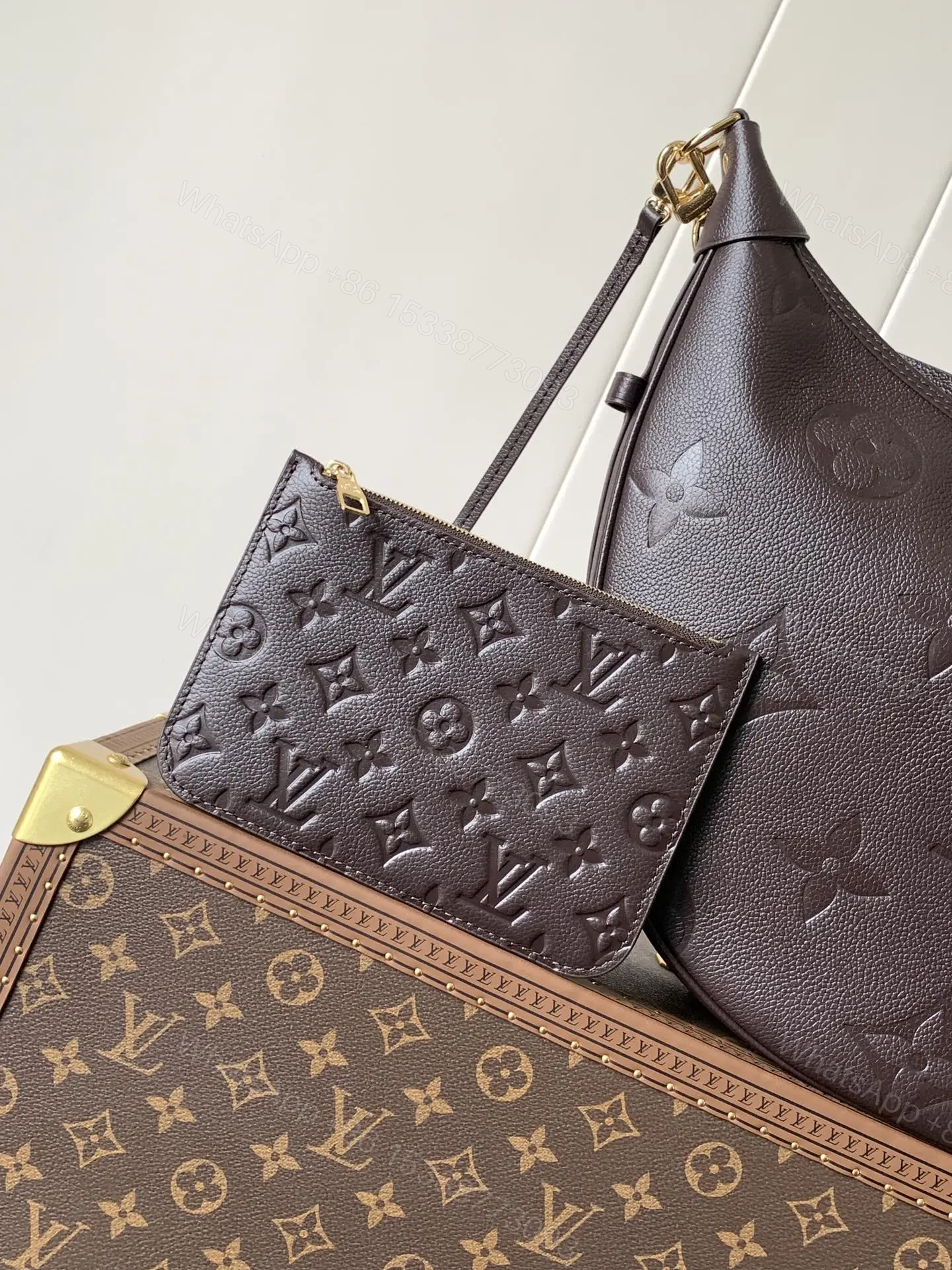 View 4 of LV LOOP HOBO 38 IN DARK BROWN MONOGRAM CALFSKIN EMBOSSED LOGO