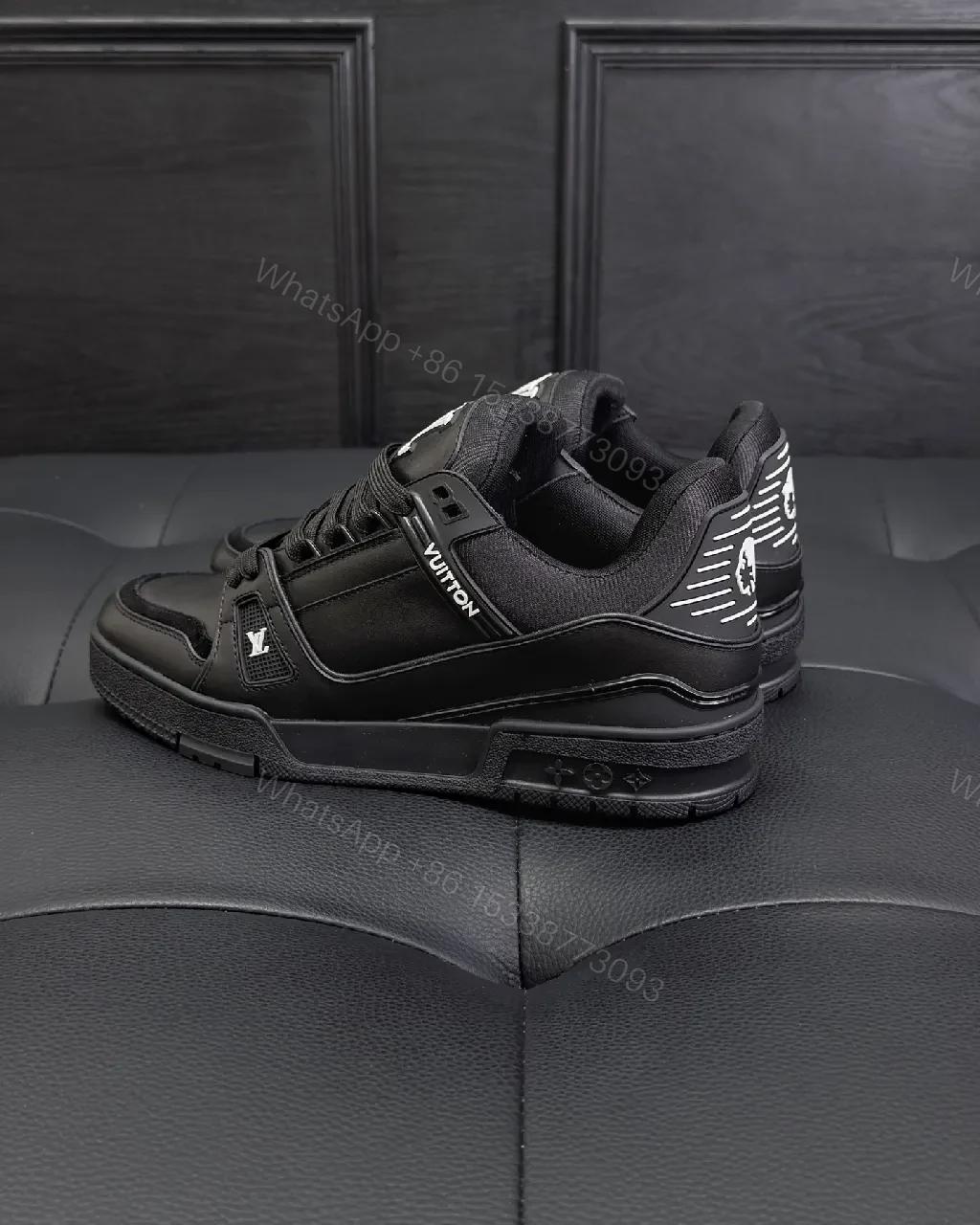 View 6 of Covert Luxe Leather Trainers: Black Minimalist Comfort Sneakers