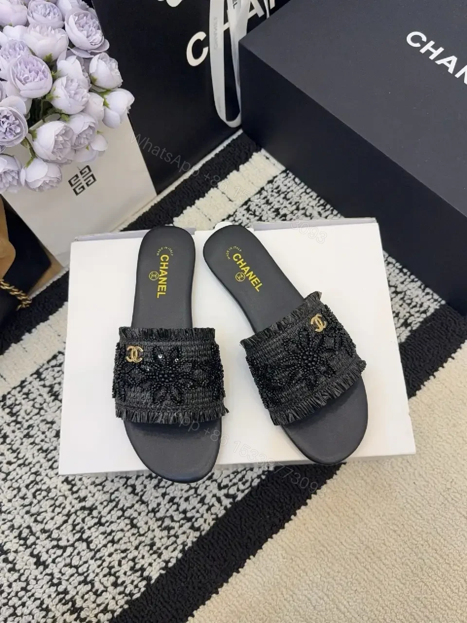 View 7 of Knit-Detail Slide Sandals – Luxe Comfort, Everyday Wear