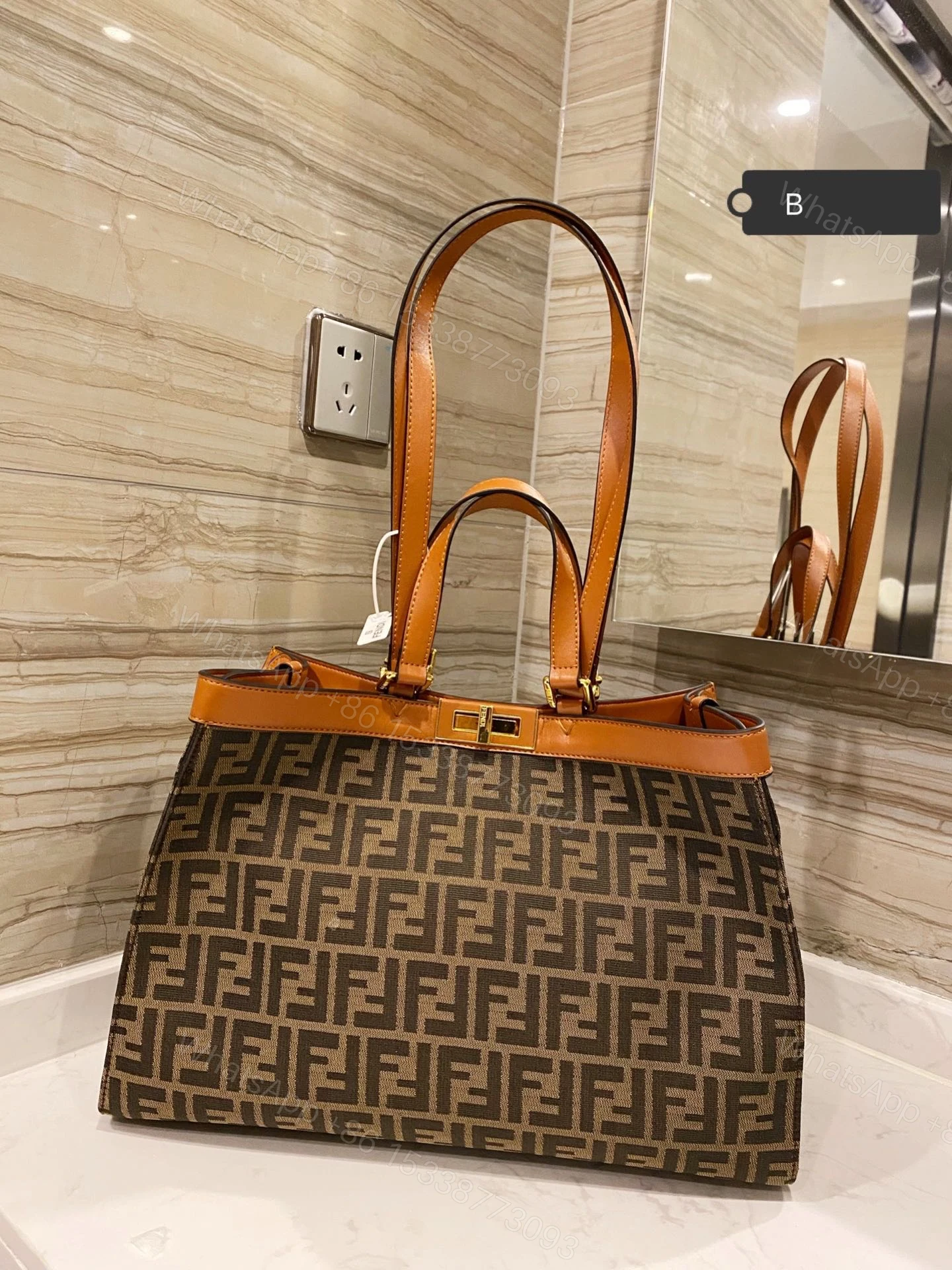 View 4 of Fendi Peekaboo X-Tote Green Canvas