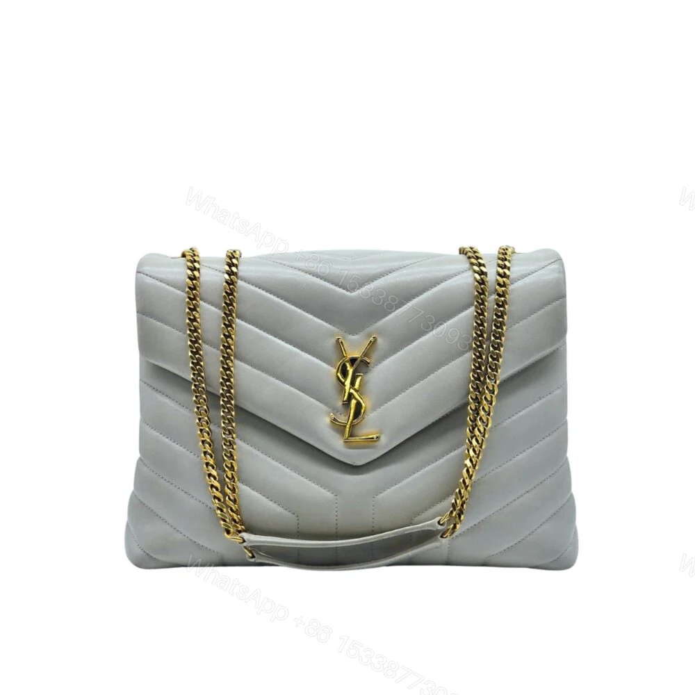 Saint Laurent Loulou Chain Bag In Matelasse Y Gray 32Cm — view 1