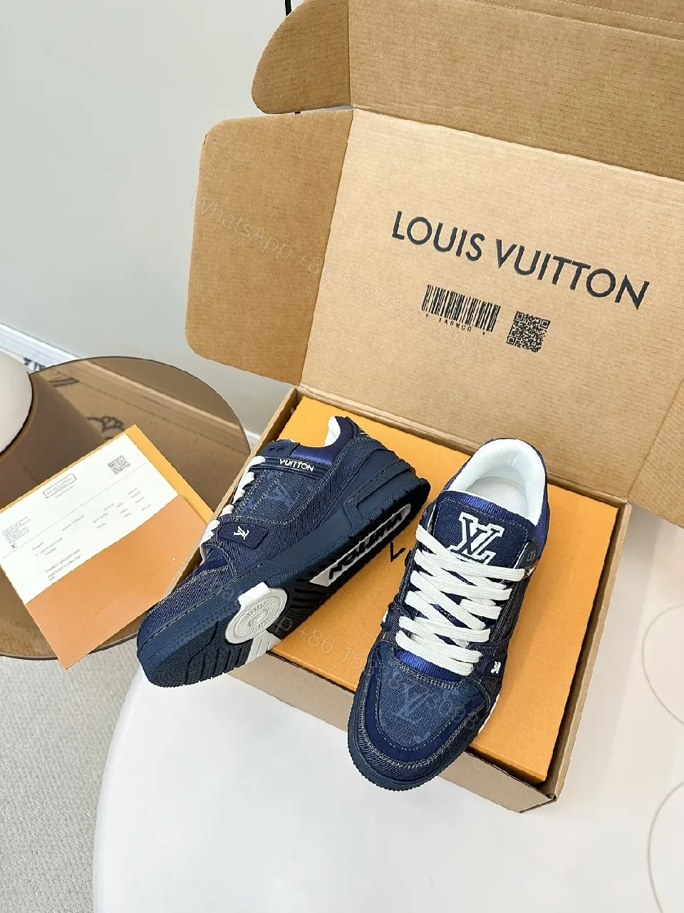 View 6 of Dark Denim Luxe Sneaker: Durable High-Top Comfort