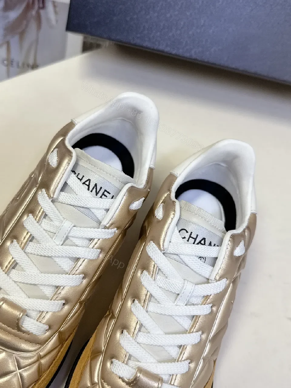 View 2 of Metallic Quilted High-Top Sneakers with Luxe Comfort