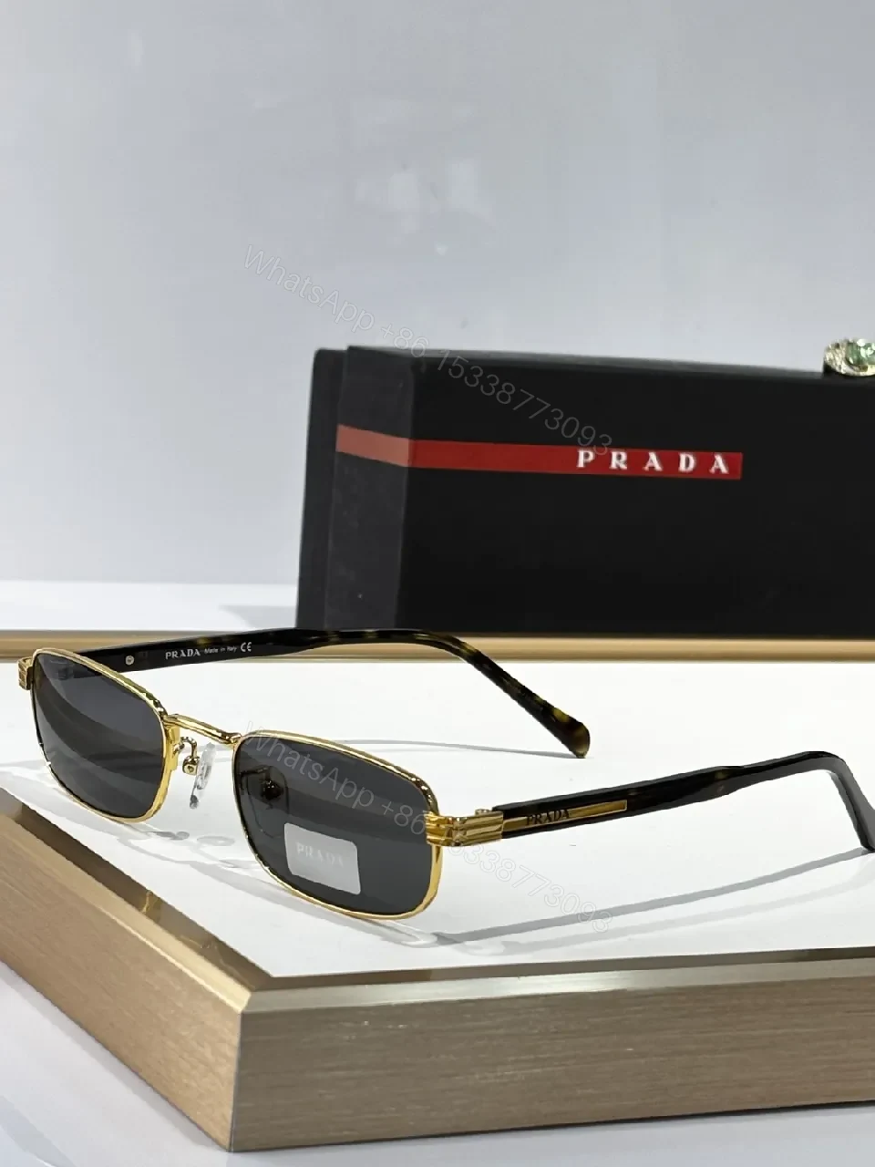 View 6 of Vintage-Lux Gold-Accent Sunglasses with Amber Lenses