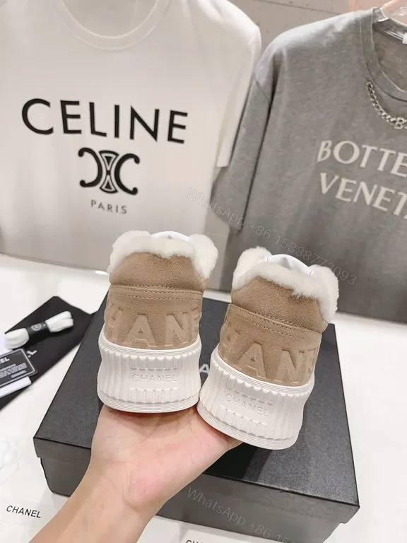 View 3 of Chanel-Inspired Cozy-Suede High-Tops: Plush Comfort Sneakers